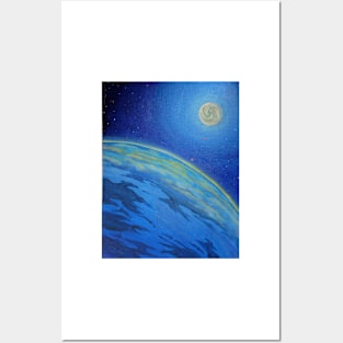 Oil Painting - Blue Planet and its Moon, 2008 Posters and Art